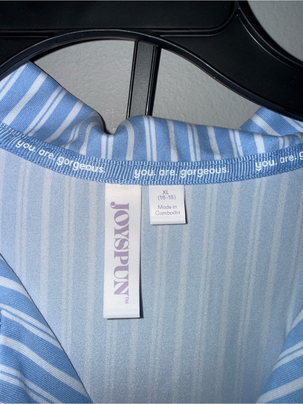 Joyspun Women’s Blue Striped Button Up Pajama Set XL - Picture 3 of 6